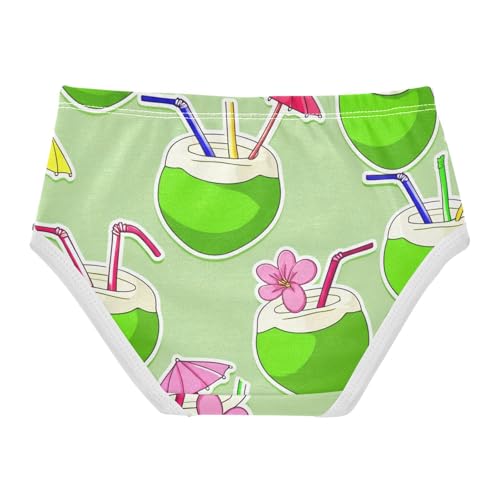 Girls Underwear Toddler 2t Cotton Girl Panties Cute Pattern Undies Kids Briefs Hawaii Green Coconuts Tropical2