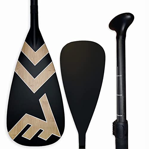 Adjustable Bamboo Paddleboard Paddle - VAMO Carbon Fiberglass Adjustable Paddle with ABS Edge for...