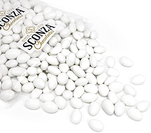 White Jordan Almonds Candy Bulk - By Sconza - | 5LB | Candy Covered Almond - Wedding Favors - With Sweet Hard Candy Coating - Italian Confetti