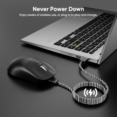 Image of MELOGAGA Wireless Gaming Mouse, 3-Mode Bluetooth /2.4G /USB-C, 8 DPI -Black | 800-6400 DPI, 1000hz Polling, Ultra-Light 71g Design with 120-Hour Rechargeable Battery for PC, Mac, PS5 & Tablets