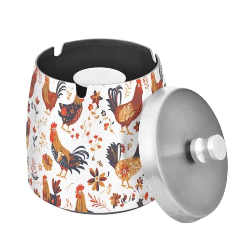 Cendrier de voiture en forme de coq rustique avec cendrier de table sans fumée et coupe-vent pour décoration de table intérieure et extérieure