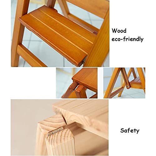 Silla de comedor plegable y escalera de madera de 3 escalones 5