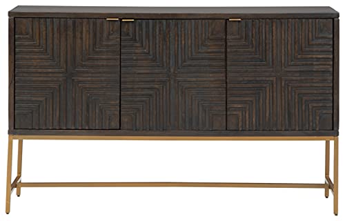 Signature Design by Ashley Elinmore Mid-Century Modern Accent Cabinet, Brown & Gold - Thumbnail 6