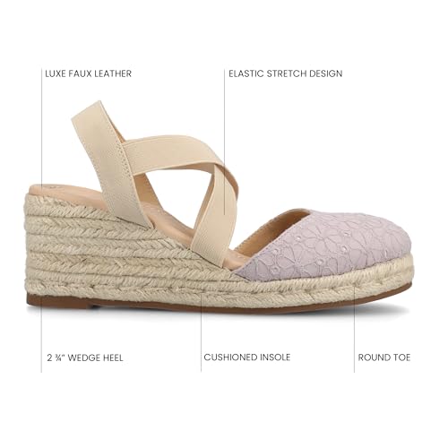 Journee Womens cushioned footbeds Ashlee wedge heel espadrille sandal soft fabric uppers ankle strap sandal round-toe3