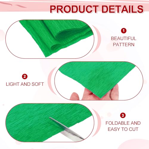 Image of MECCANIXITY Crepe Paper Roll 8.2ft Long 13 Inch Wide for Wedding Ceremony Various Large Festivals Decoration, Christmas Green