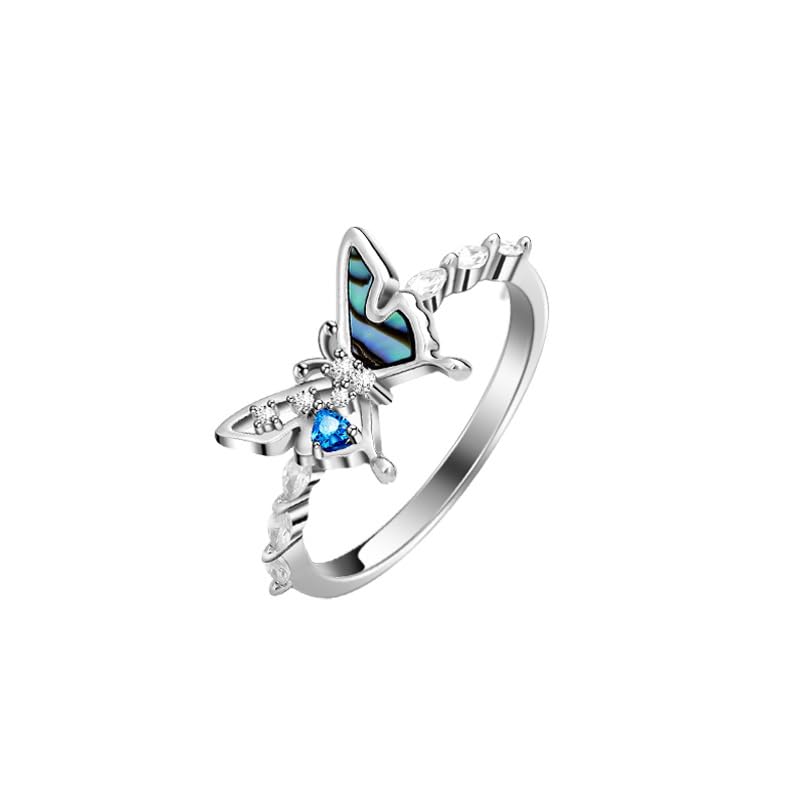 Bague Argent 925 Femme motif papillon vert, le cadeau de Saint-Valentin romantique idéal