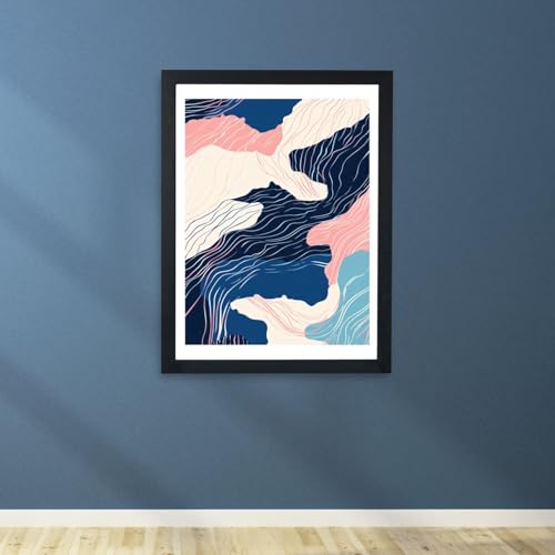 Impression encadrée moderne Contour Flow grand format avec motif abstrait topographique - 5