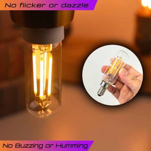 Image of E12 Candelabra Light Bulbs 40W, T25 Edison LED Bulbs Warm White 2700K, 2Pcs | E12 Vintage Filament Light Bulbs for Himalayan Salt Lamps & Baskets, Chandelier, Ceiling Fan|T6 LED Bulb Clear Glass|4W 450LM