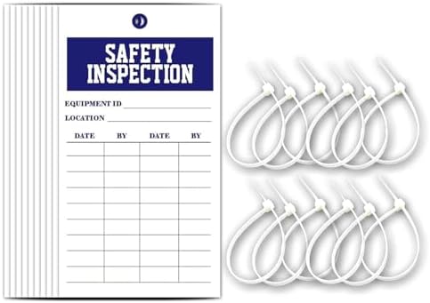 Inventory Inspection Safety Labeling Tags with Zip Ties Scaffolds Ladder Safety Tags Accident Prevention Fire Extinguisher Inspection Labels Bulk Safety Tag Set for Equipment,30 Pcs