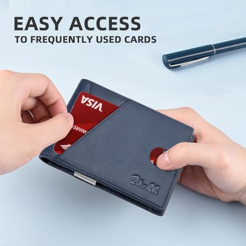 Image of Zitahli Slim Wallet for Men,RFID Blocking Leather Bifold with Money Clip | Minimalist Front Pocket Design, Holds 12 Cards, RFID Protection, Gifts for Men on Birthdays, Father's Day, and Christmas