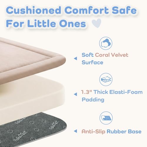 Image of 1.3 inch Thick Baby Play Mat for Floor,28x72 Bedside Rugs, Non-Slip, Beige