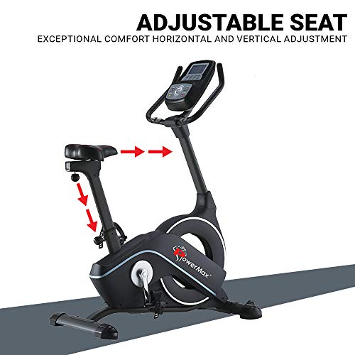 Image of PowerMax Fitness BU-900 Magnetic Upright Bike for home use, BLACK