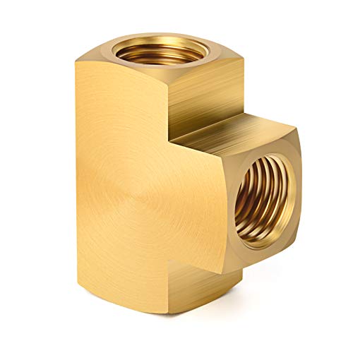 Gasher 1 Pcs Brass Barstock Tee, 1/4" X 1/4" X 1/4" Npt Female Pipe Fittings #TOP1