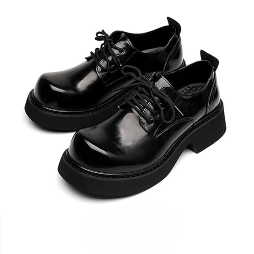Men's Leather Oxford Platform Loafers Classic Round Toe Lace Up Dress Shoes with Non Slip Cushioned Sole for Height Boost Work Social Events2