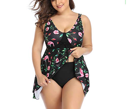 Women Plus Size Two Piece Swimsuits Tankini Bathing Suits Flamingo Swim Dress4