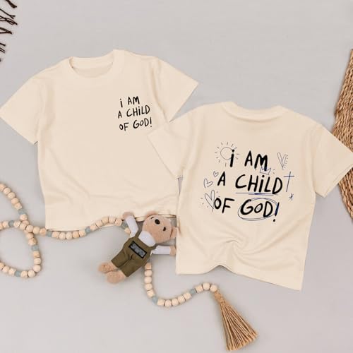 Image of KEEVICI Cute I Am A God of Child Shirt Girls Graphic Tees Christian T Shirts for Kids Jesus Religious Faith Cotton Summer Top