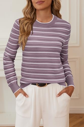 Image of Arach&Cloz Women's Soft Knit Sweater Fall Dressy Casual Pullover Tops