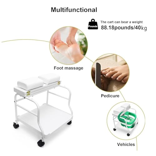 Taburete para spa de pies con reposapiés y ruedas bloqueables miniatura 7