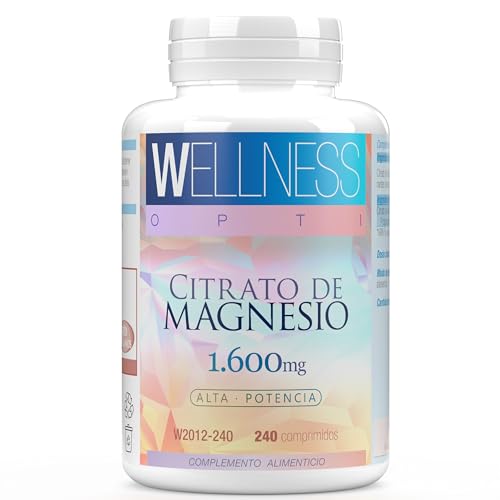 WELLNESS OPTI Citrato de Magnesio 1600 mg de Alta Absorción – Suplemento de 240 Comprimidos para Bienestar Integral, Aporte Energético Diario y Equilibrio Nutricional, Sin Aditivos Innecesarios.
