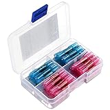 50pcs Heat Shrink Butt Connectors, Sopoby Waterproof Wire Connectors Insulated Crimp Electrical Terminals Marine Automotive (30Red 20Blue)