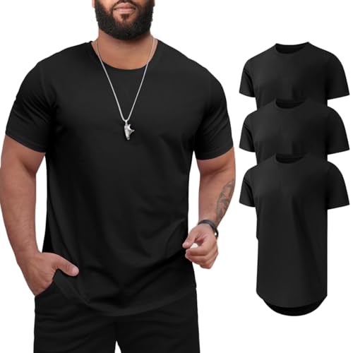Men's 3XL-8XL Big and Tall T-Shirts Casual Stretch Short-Sleeve Shirts for Men