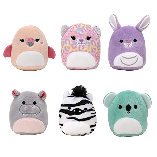 Squishville Mini-Squishmallows Plush - Wildlife Squad - Six 2-Inch Mini Plush Characters - Includes Michaela and Kiki Plus Four Mystery Figures - Irresistibly Soft, Colorful Plush(Limited Edition)