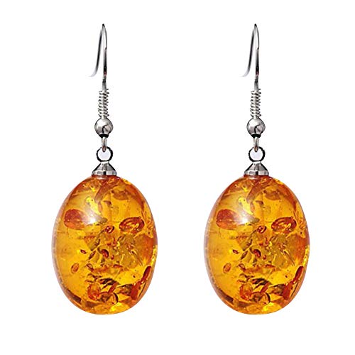RIsxffp Boucles d'oreilles pendantes imitation ambre en forme ovale vintage pour femme Cadeau de bijoux Piercing jaune Cover