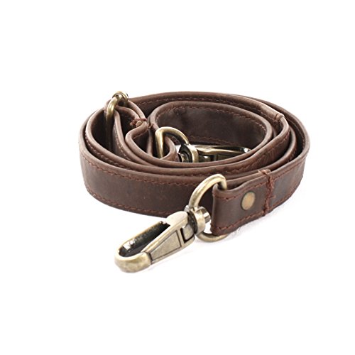 Preisvergleich Produktbild LECONI Trageriemen Leder Schulterriemen schmaler Schultergurt für Taschen Umhängegurt längenverstellbar 2,5x150cm dunkelbraun LEC-R4