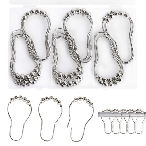 DesertBoy 20 Piezas Argollas para Cortinas, Anillas para Cortinas, Anillos de Cortina de Ducha, Anillas Cortina Ducha, Anillas Cortinas para Barra de Ducha, Baños, Ventanas (Plata)