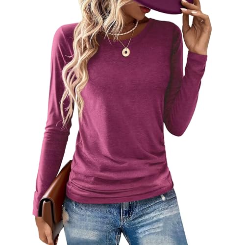 Image of Gihgoew 2 Pack Womens Tops Crewneck Soft Long Sleeve Shirts Fall Clothes Casual Tshirts Basic Tee