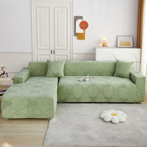 Housse canape d'angle extensible pour protéger et rénover un canapé de salon 3+2 places - 3