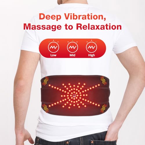Image of NORTHERN BROTHERS Cordless Heating Pad for Back Pain Relief with Vibration, Heated Waist Belt Wrap for Lower Back & Period Cramps, 5000mAh, 3 Heat & 3 Vibration Modes, Adjustable up to 58 inch, Black