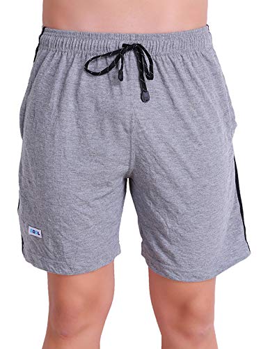Image of T.T. Cotton Blend Shorts for Men | Regular Fit | Elasticated & Zipper | 2 Sided Pockets & 1 Back Pocket | Solid | Above Knee Length Bermuda Short | Ideal for Casual Outings