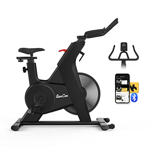 stationary bike bancon exercise bike bluetooth 350lbs capacity magnetic resistance with heavy flywheel and lcd monitor upgraded versionblack