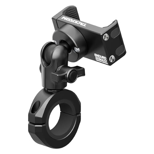 Tackform Black Motorcycle All Metal Phone Mount - Vibration Dampening 20MAXX Spring Cradle | Universal Clamp Fits 1-1/4 to 1-1/2 Handlebars | Compatible with iPhone Galaxy More | Short Reach
