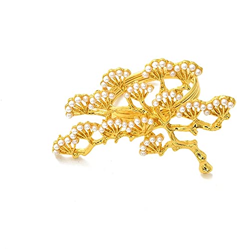 KANULAN Decoración de Mesa Servilletero Servilletero de aleación de Zinc Anillo 50 Piezas Perla Pino árbol servilleta Hebilla decoración de Mesa Occidental Servilleteros(Color:Gold) Cover