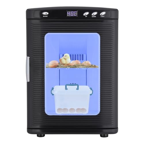 25L Reptile Incubator for Hatching Eggs - Portable Scientific Laboratory Incubator, Temperature Controlled 10°C-60°C for Small Reptiles, Cooling and Heating Digital Incubator, 12V/110V Black