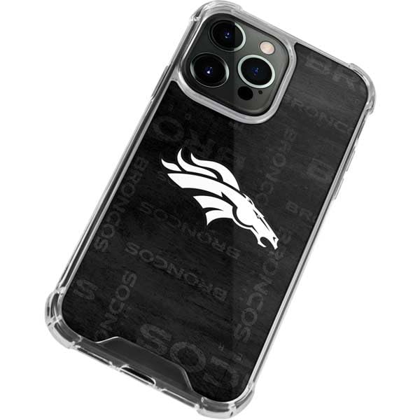 Skinit Clear Phone Case Compatible with iPhone 13 Pro Max - Officially Licensed NFL Denver Broncos Black & White Design