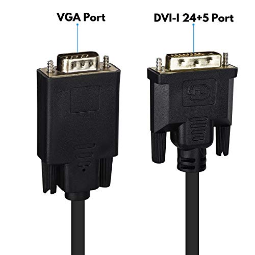 Dvi To Vga Cable, Dvi-D 24+1 To Vga 6 Feet Cable Male To Male Gold-Plated Cord For Computer, Pc Host, Laptop, Graphics Card To Hdtv, Lg Hp Dell Monitor, Display Screen And Projector #TOP1