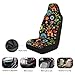Bulopur Black Boho Floral Car Seat Covers Front Seats Only for Women Men Seat Covers w/Organizer Pocket for Cars SUV Truck Sedan