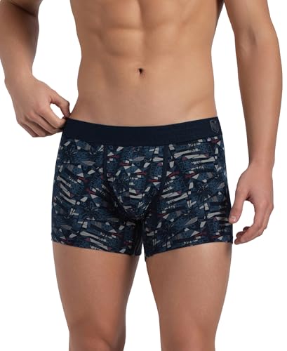 Image of Jockey US63 Men's Super Combed Cotton Elastane Stretch Printed Trunk with Ultrasoft Waistband