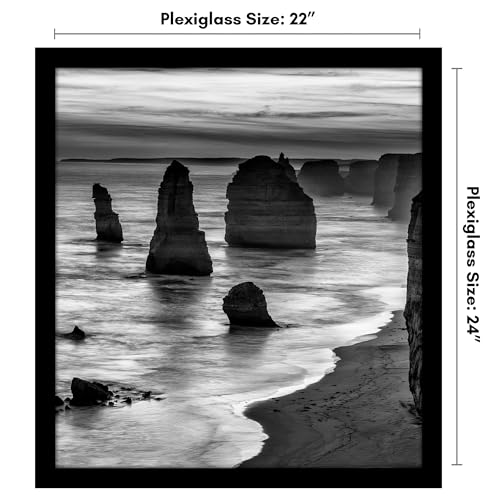 Americanflat 22x24 Picture Frame with Polished Plexiglass - Black Picture Frame - Wide Photo Frames Made of Engineered Wood for Vertical or Horizontal Wall Display - Epic Collection - Black