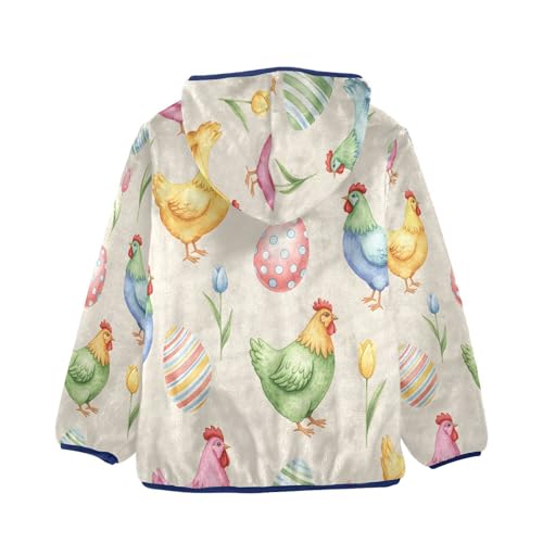 Easter Chickens Eggs Tulips Toddler Fleece Jacket Girl Boys Hooded Fleece Jacket Coat Warm Outwear Zip-up 3-10T2