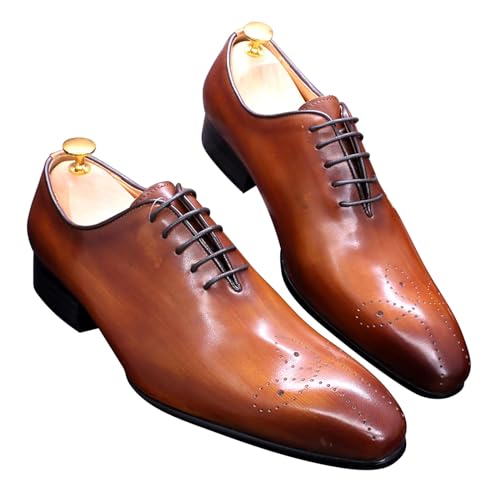 Image of Santimon Mens Oxfords Formal Dress Genuine Leather Handmade Derby Casual Brogues Oxfords Tuxedo Fashion Walking Shoes for Men