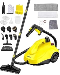KROQO Dampfreiniger mit 23 Zubehörteilen und 5 Meter Netzkabel für die Reinigung von Öfen, Teppichen, Sofas, Polstern, Spielzeug und glatten Böden.