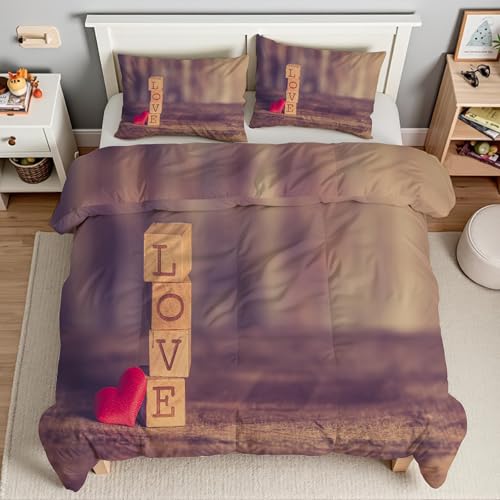 Parure de Lit 220x240 Amour en Microfibre Douce avec Fermeture Éclair Invisible - 4