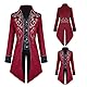 KGIHPC Herren Vintage viktorianischen Gothic Frack Viking Renaissance Mittelalter Renaissance Steampunk Jacke Halloween Kostüme (Rot, S)