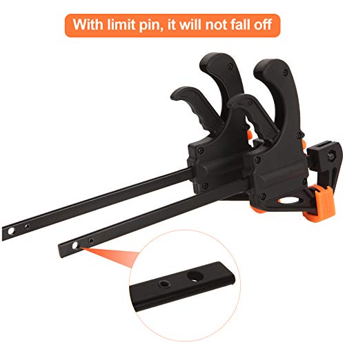 Lishine LSUS-BARCLAMP-4INCH-8PCS-200924 4 Inch Bar Clamps For Woodworking, 8 Pack Quick Grip Clamps Trigger Clamp One Handed Ratchet Clamp thumb #3