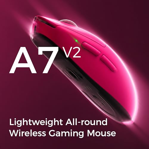 Image of MCHOSE A7 V2 Ultra Wireless Gaming Mouse, 59g Ultra-Lightweight with PAW3950TI Custom Sensor to 42K DPI, Wired /Wireless Dual 8K Polling Rate, 130 Hour Battery Life & Tri-Mode Connectivity - Rose Red
