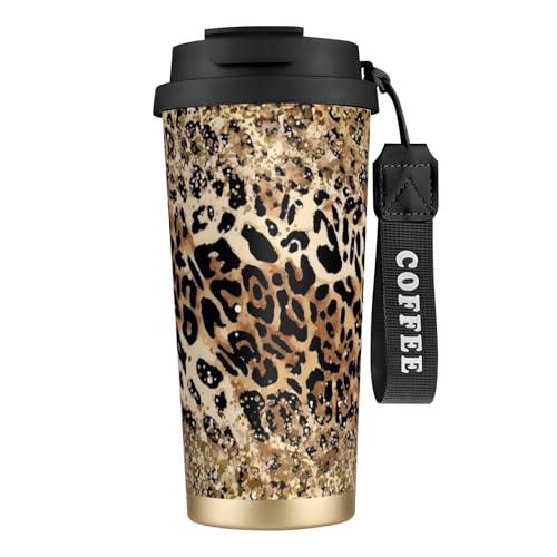 タンブラー ヒョウ柄 マグボトル コーヒーカップ 水筒 保温 保冷 ウォーターボトル 蓋付き ストロー付き 直飲み おしゃれ プレゼント